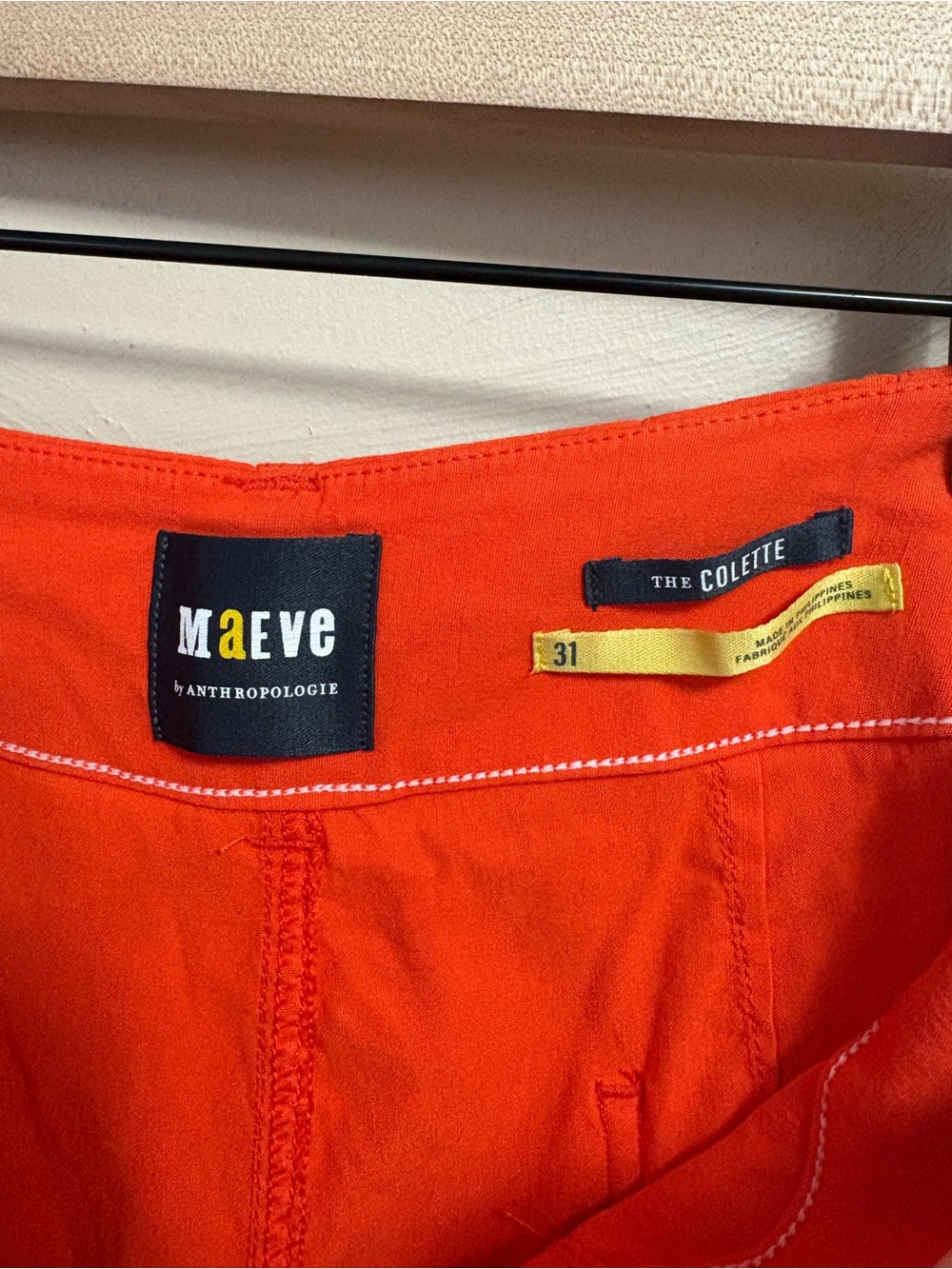 Anthropologie Maeve The Colette Cropped Wide-Leg Trousers Orange Red Size 31 - Picture 12 of 13